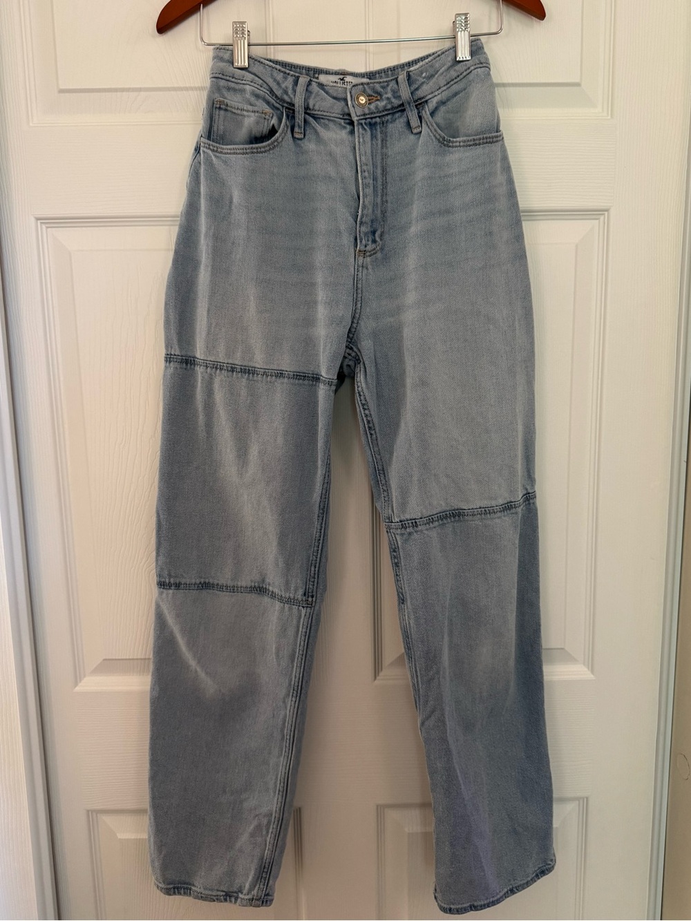 Hollister Light Blue Straight Leg Jeans with Paneled Seams